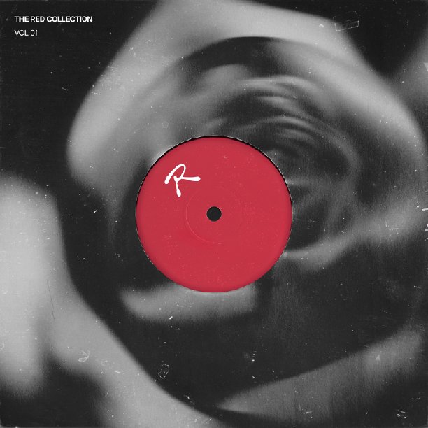 The Red Collection Vol 01 — the red vinyl label over a black-and-white rose