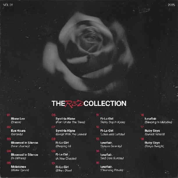 The Red Collection Vol 01 — front cover: a black-and-white rose with the tracklist